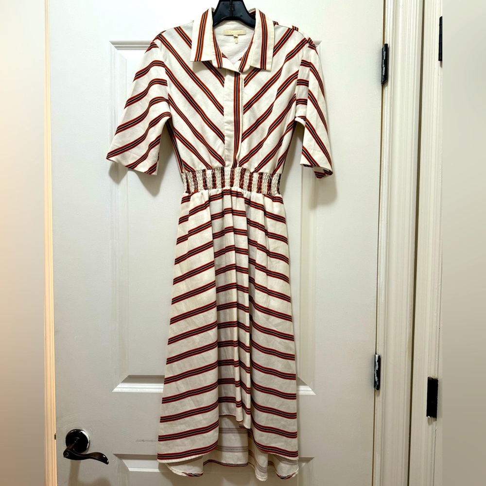 Maje midi dress , burnt orange /cream, Size 1